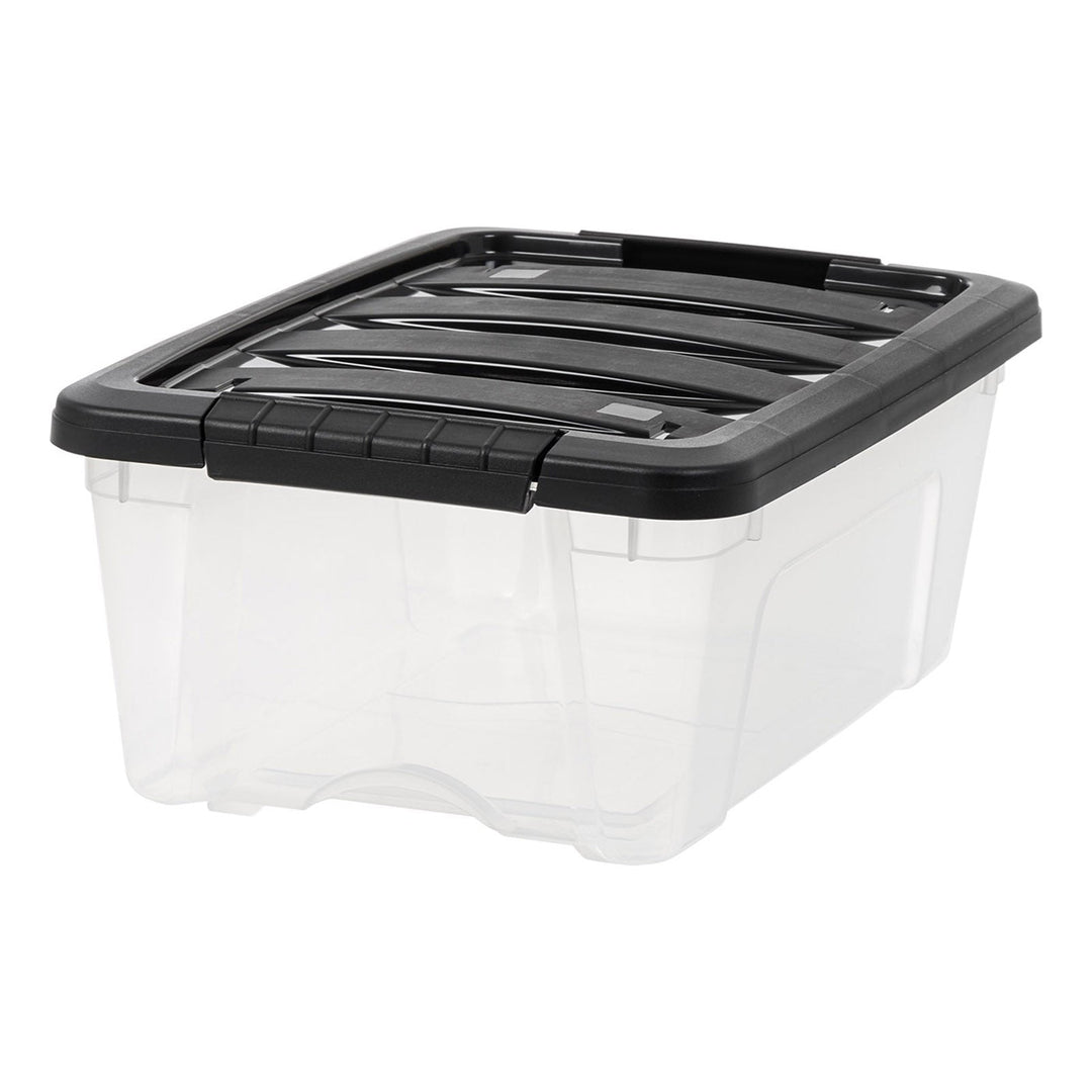 Plastic Storage Bins, Stackable Storage Container with Secure Latching Buckles and Black Lid, 12 Qt. - IRIS USA, Inc.