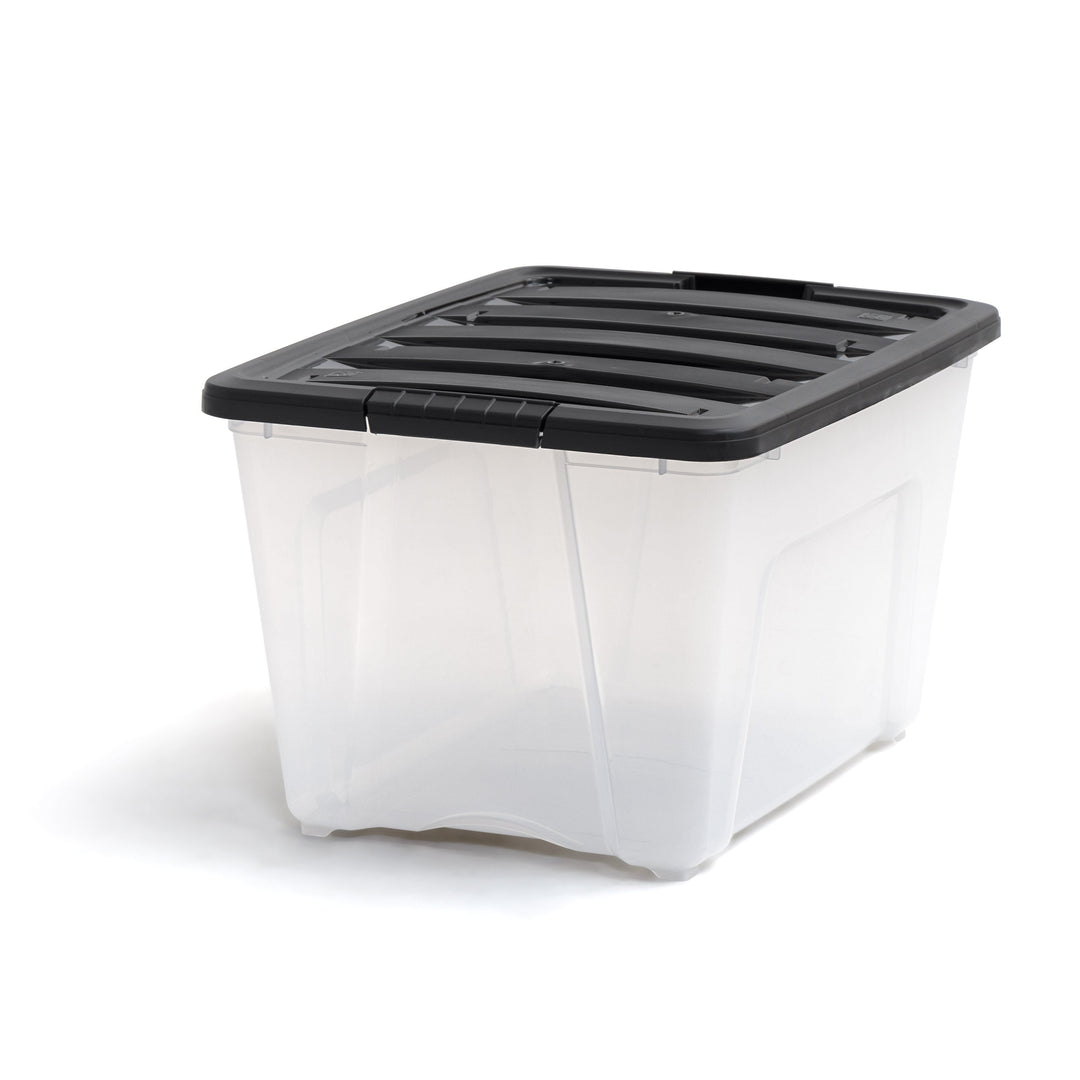 Plastic Storage Box, Bin Tote Organizing Container with Durable Lid and Secure Latching Buckles, Clear/Black - IRIS USA, Inc.