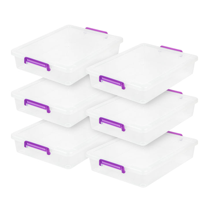Large Modular Latching Box - Purple Handle, 6 Pack, Clear - IRIS USA, Inc.